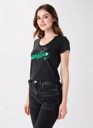 T-shirt sérigraphie manches courtes noir GUESS femme