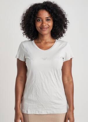 T-shirt sérigraphie avec strass manches courtes gris EMPORIO ARMANI femme