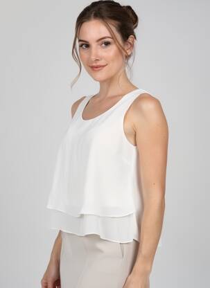 Top tissage crêpe sans manche blanc MOLLY BRACKEN femme
