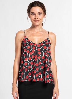 Top tissage crêpe fines bretelles noir MOLLY BRACKEN femme