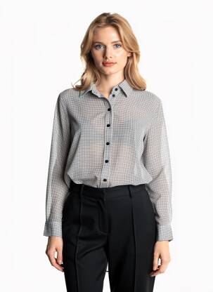 Chemisier tissage crêpe manches longues noir LILI SIDONIO femme