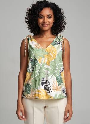Top tissage crêpe sans manche vert MOLLY BRACKEN femme