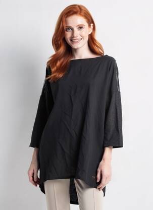 Tunique manches longues tissage crêpe noir DEELUXE femme