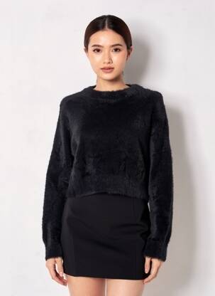 Pull stretch manches longues noir LOIS femme