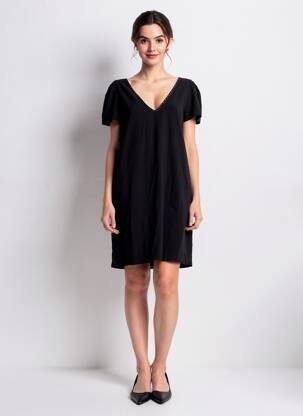 Robe courte manches courtes manches courtes noir DEELUXE femme