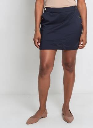 Jupe courte taille à pinces bleu MORGAN femme