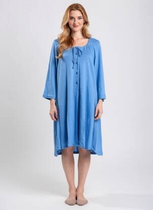 Robe pull coupe droite manches 3/4 bleu MALOKA femme