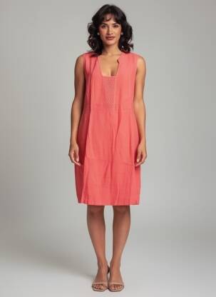 Robe mi-longue sans manche sans manche rouge MALOKA femme