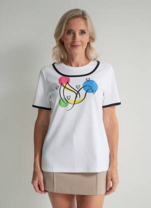 T-shirt sérigraphie manches courtes blanc TELMAIL femme