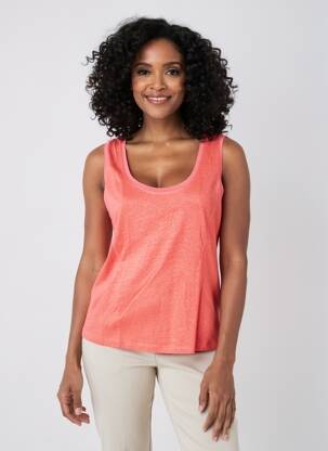 Débardeur coupe ajustée sans manche orange MALOKA femme