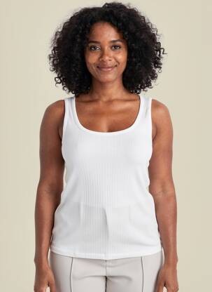Débardeur tissage côtelé sans manche blanc MALOKA femme