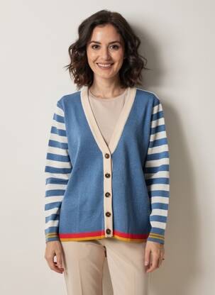 Gilet manches longues stretch bleu ORIENTIQUE NATURALLY femme