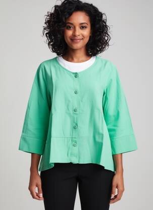 Gilet manches longues col rond vert G!OZE femme