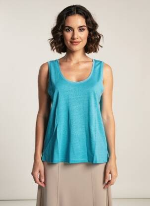 Débardeur coupe ajustée sans manche bleu MALOKA femme