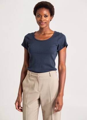 T-shirt stretch manches courtes bleu MALOKA femme