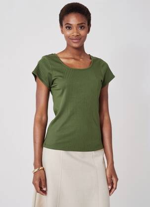 T-shirt stretch manches courtes vert MALOKA femme