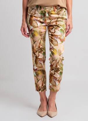 Pantalon 7/8 tissage popeline taille normale marron TONI femme