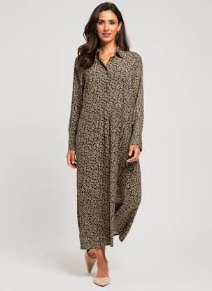 Robe longue manches longues manches longues noir YERSE femme