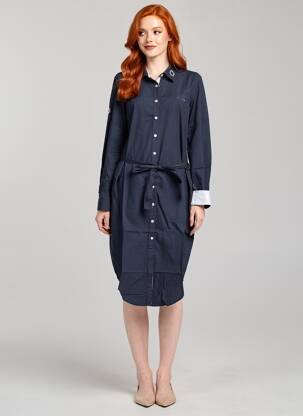 Robe mi-longue manches longues manches longues bleu BLACK WELLIS femme