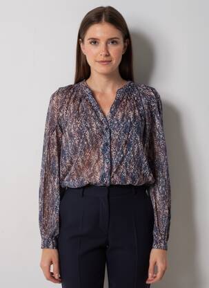 Chemisier coupe droite manches longues bleu GRACE & MILA femme