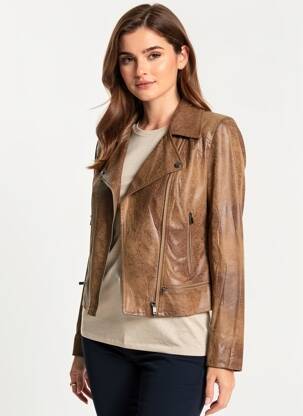 Veste casual tissage suedine marron LAURA JO femme