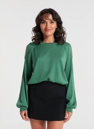 Pull stretch manches longues vert LOLA ESPELETA femme
