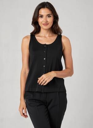 Gilet sans manche maille fine noir YERSE femme