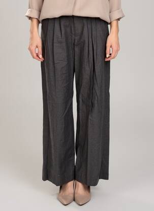 Pantalon large tissage crêpe taille haute noir GRACE & MILA femme