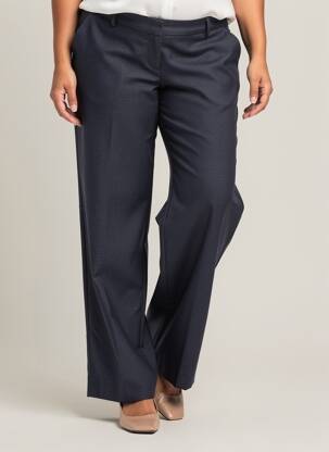 Pantalon large fermeture zippée sous rabat boutonné taille haute bleu LA FEE MARABOUTEE femme