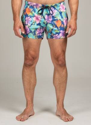 Slip de bain imprimé fleurs bleu HOM homme