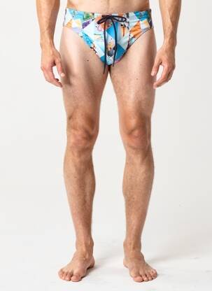 Slip de bain imprimé fantaisie bleu HOM homme