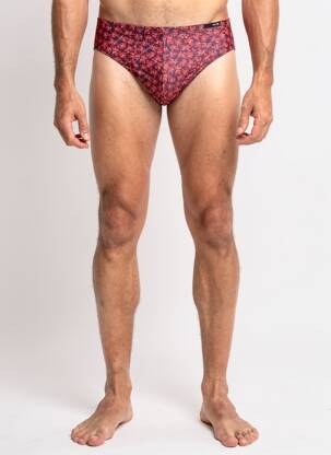 Slip de bain imprimé fantaisie rouge HOM homme