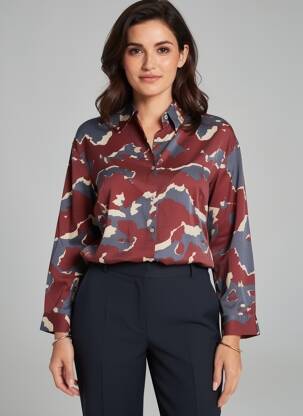 Chemisier imprimé fantaisie manches longues rouge NICE THINGS femme