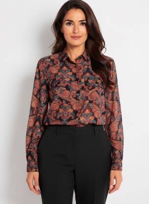 Chemisier imprimé fleurs manches longues noir MOLLY BRACKEN femme