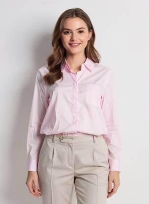 Chemisier coupe droite manches longues rose LA PETITE ETOILE femme