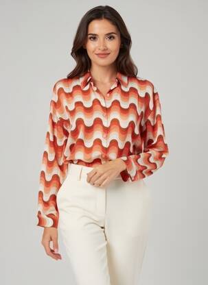 Chemisier imprimé fantaisie manches longues orange NICE THINGS femme