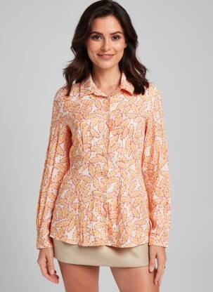 Chemisier imprimé fleurs manches longues orange NICE THINGS femme