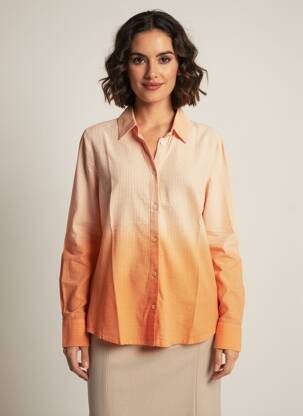 Chemisier coupe cintrée manches longues orange KANOPE femme