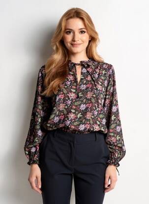 Blouse tissage popeline manches longues noir MOLLY BRACKEN femme