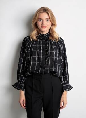 Chemisier tissage crêpe manches 3/4 noir THE GOOD FAMILY femme