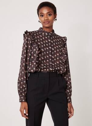 Chemisier col mao manches longues marron MOLLY BRACKEN femme
