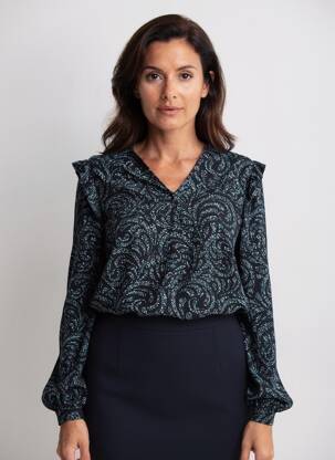 Blouse imprimé fantaisie manches longues noir LA FEE MARABOUTEE femme