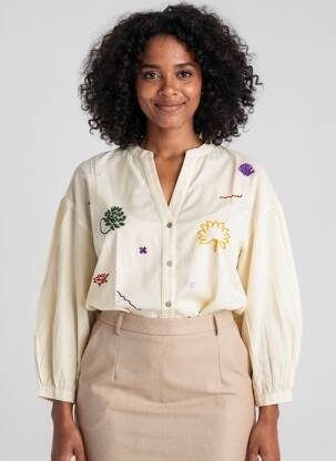 Chemisier tissage popeline manches 3/4 beige NICE THINGS femme