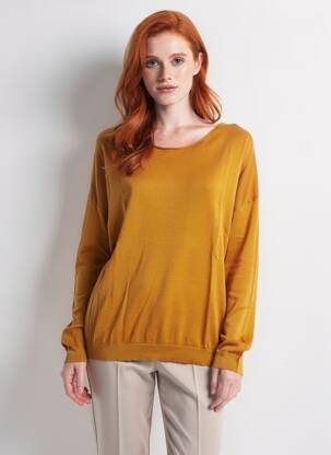 Pull resserrée sur le bas manches longues jaune MARIE-SIXTINE femme