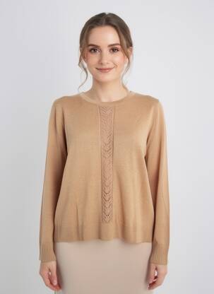 Pull tissage chiné manches longues marron NICE THINGS femme
