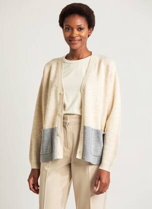 Gilet manches longues resserrée sur le bas beige NICE THINGS femme