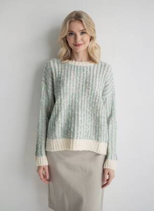 Pull tissage chiné manches longues vert LA FEE MARABOUTEE femme