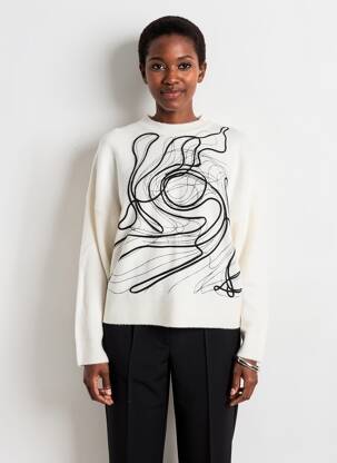 Pull resserrée sur le bas manches longues beige DESIGUAL femme