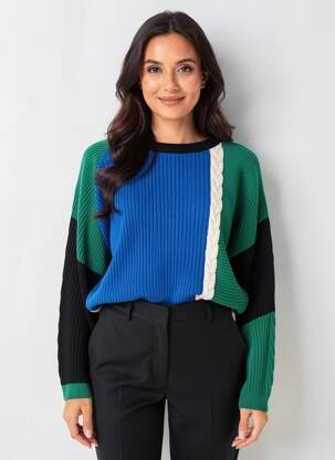 Pull stretch manches longues bleu SKUNKFUNK femme