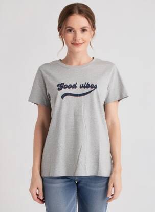 T-shirt sérigraphie manches courtes gris KANOPE femme